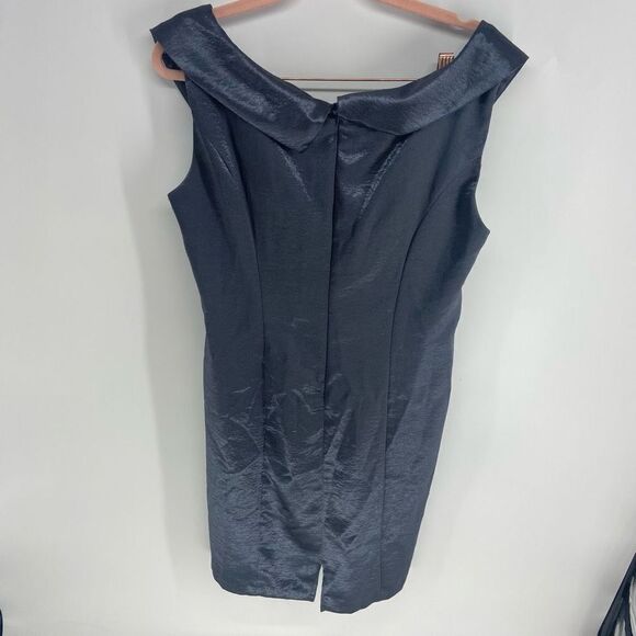 Connected Apparel Women's Black Formal Satin Sheath Dress Size 12 - Picture 6 of 6